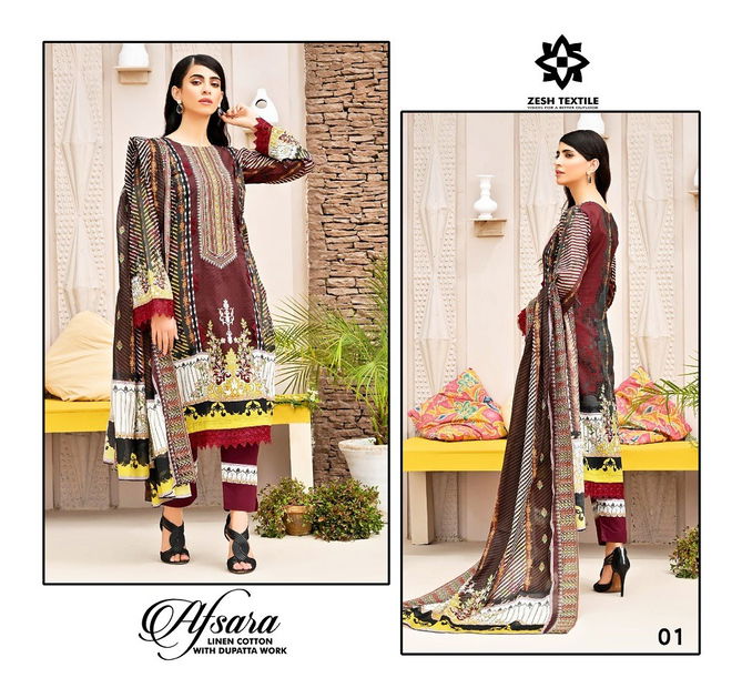 Afsara By Zesh Cotton Embroidery Pakistani Dress Material Wholesale Price In Surat